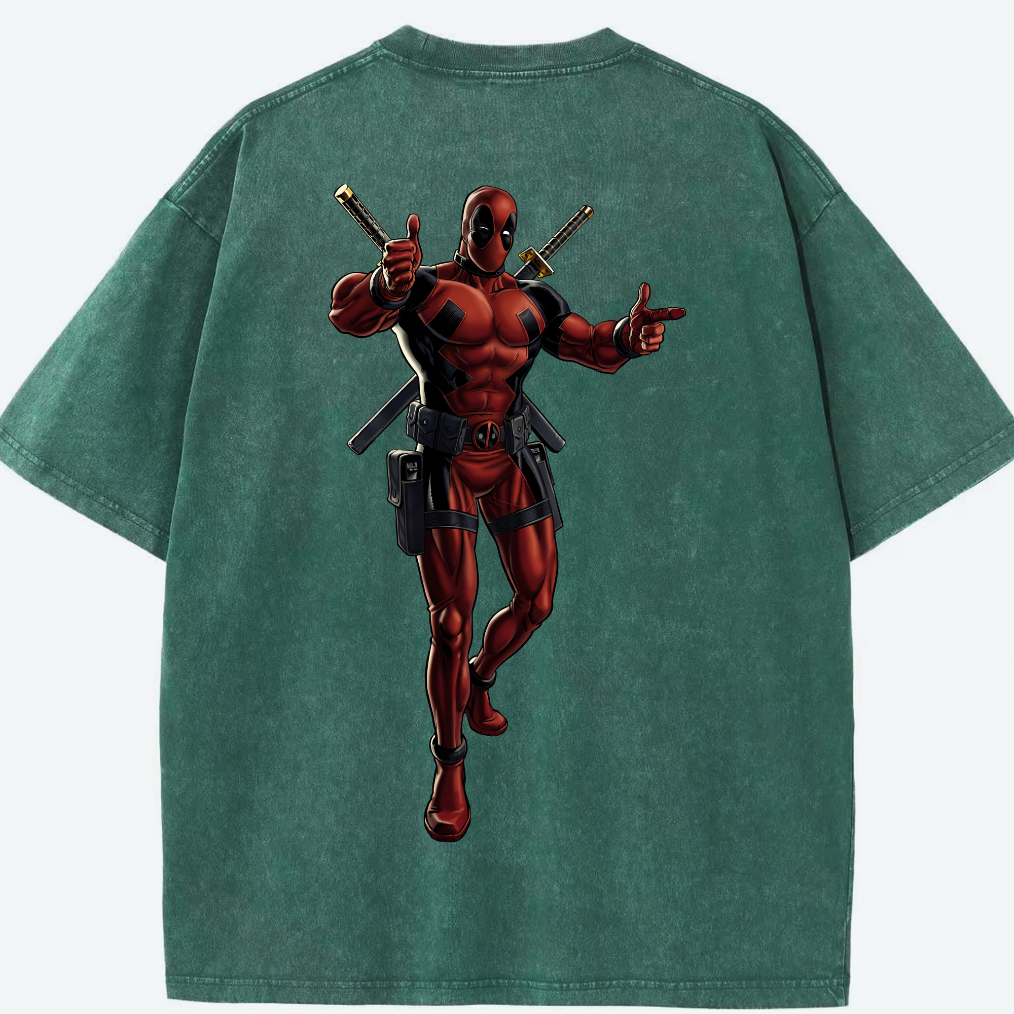 （画像用） Deadpool デッドプール 綿100% ヴィンテージ風 半袖Tシャツ（背面プリント）